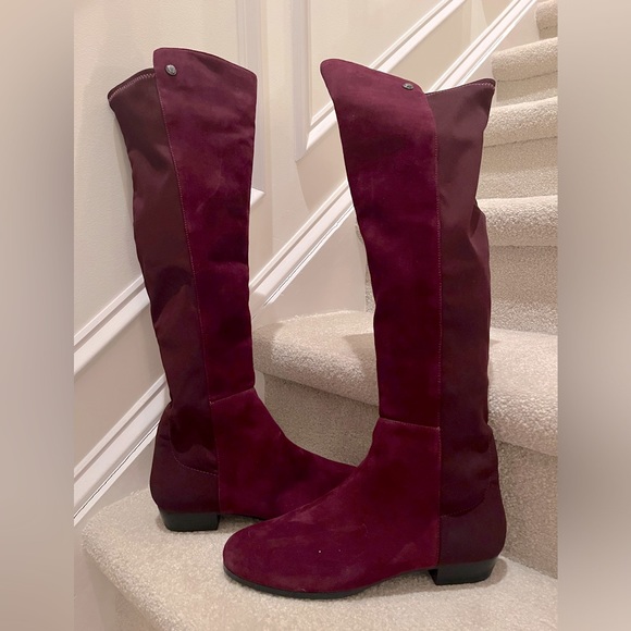 Vince Camuto Over the Knee Boot 9.5 Burgundy Suede - Picture 2 of 3